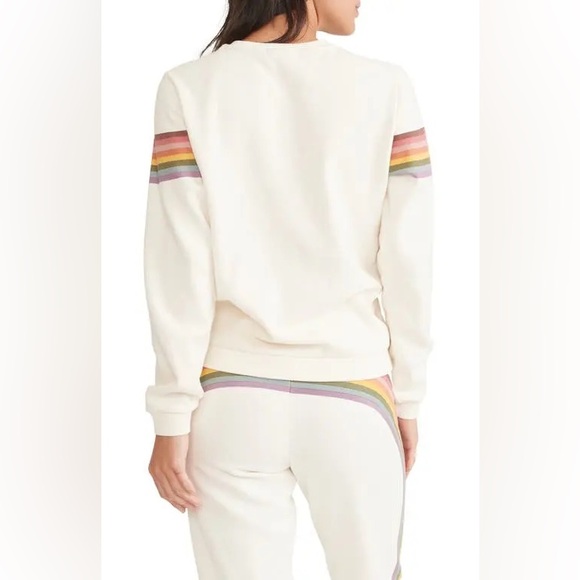 Marine Layer Anytime Rainbow Stripe Sweatshirt XS - Picture 3 of 7